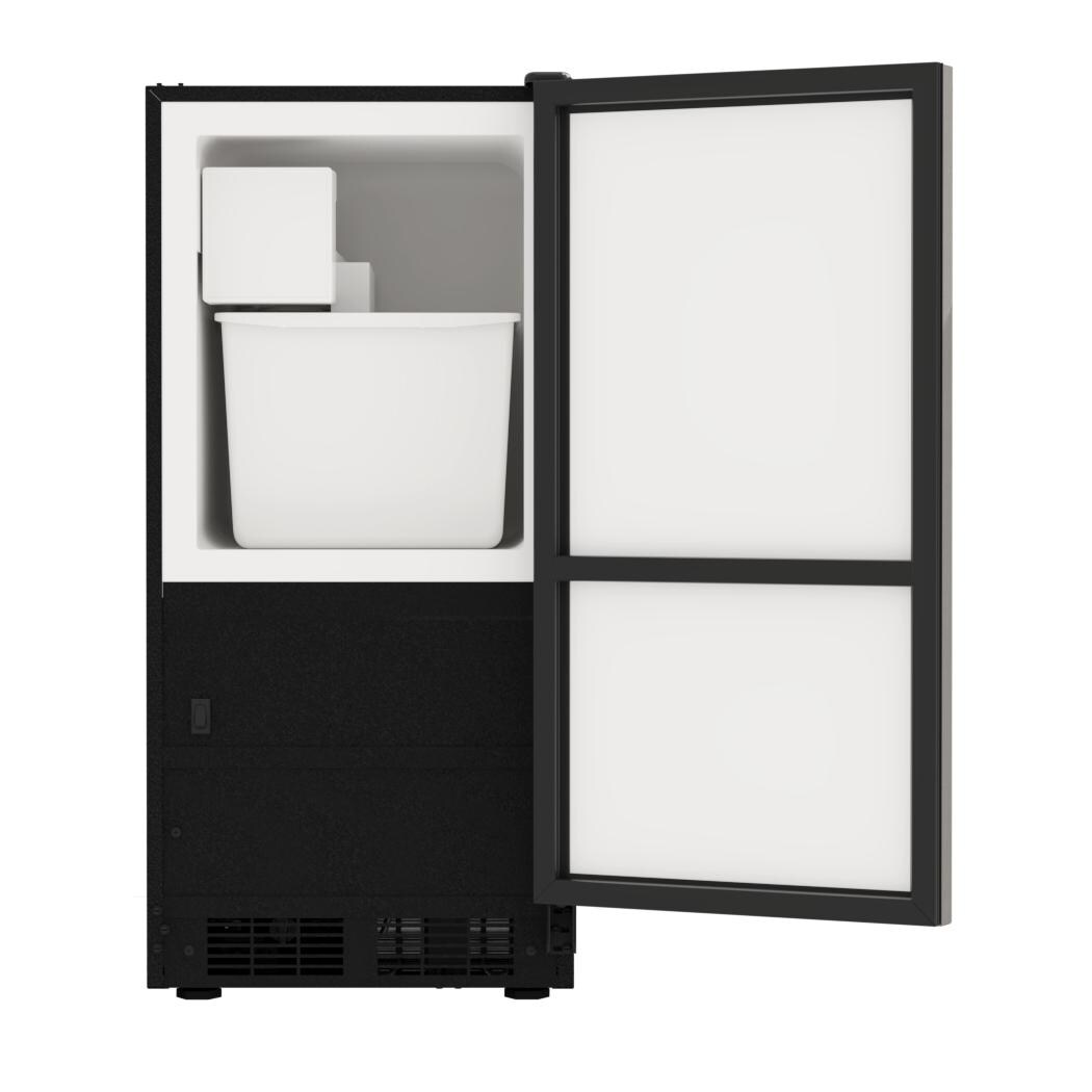 Marvel MA15CRS1XS 25 Lb. 15-Inch Reversible Hinge Crescent Ice Maker - Stainless Steel - Front View Open thumbnail