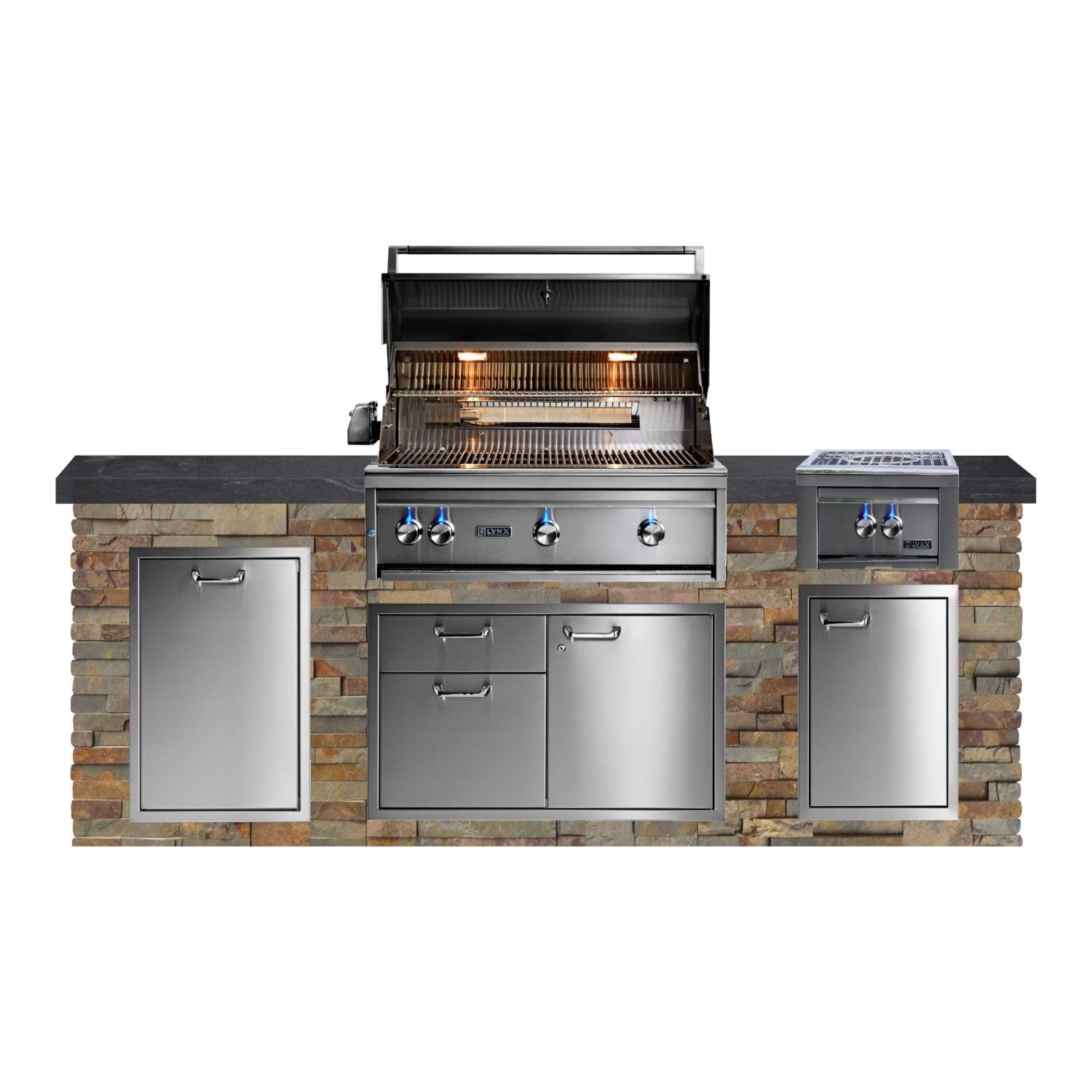 BBQGuys Signature 8-Foot Outdoor Kitchen Island w/ Lynx Professional 36-in Natural Gas Grill & Power Burner