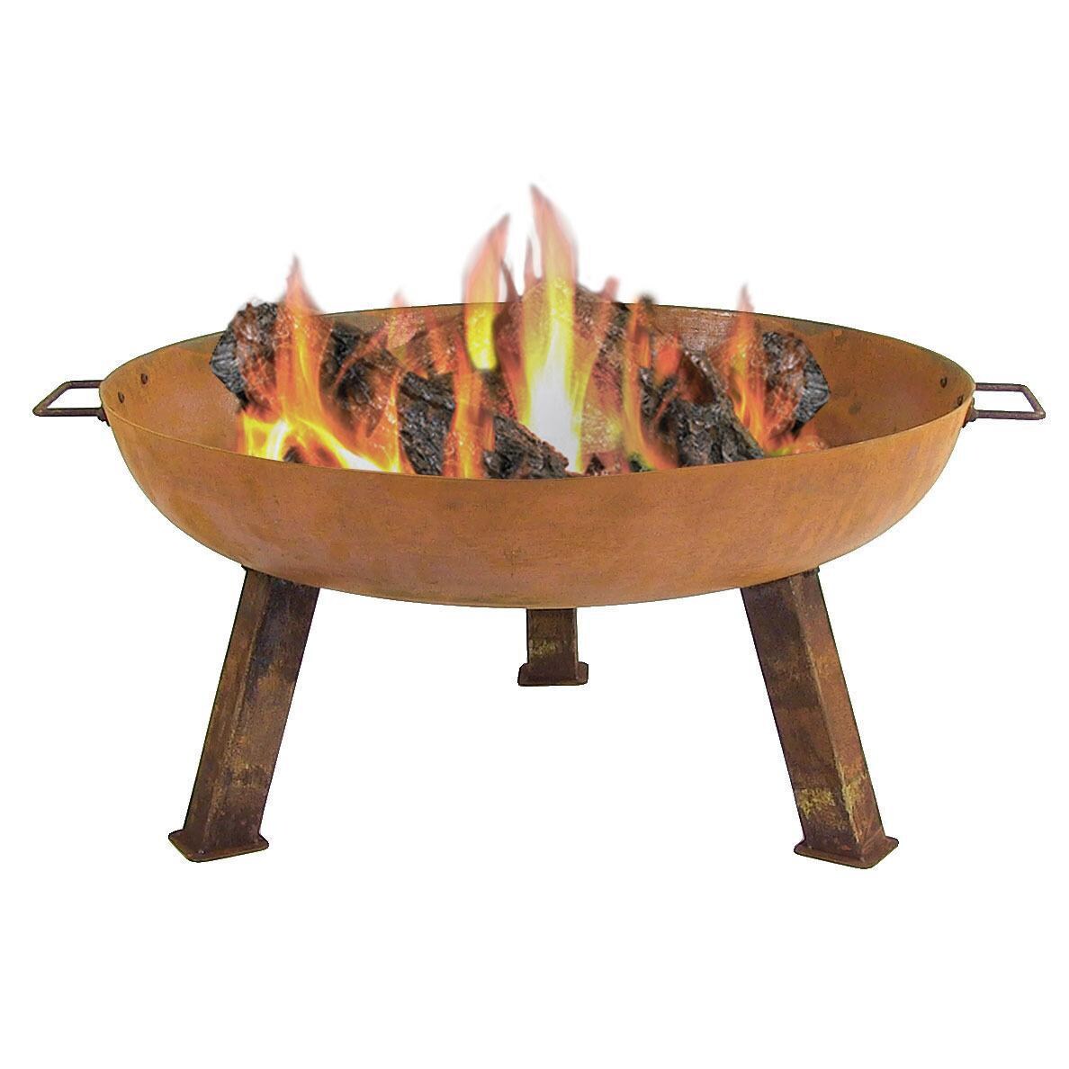 Ultimate Patio 30-Inch Cast Iron Rustic Wood Burning Fire Pit - In Use thumbnail