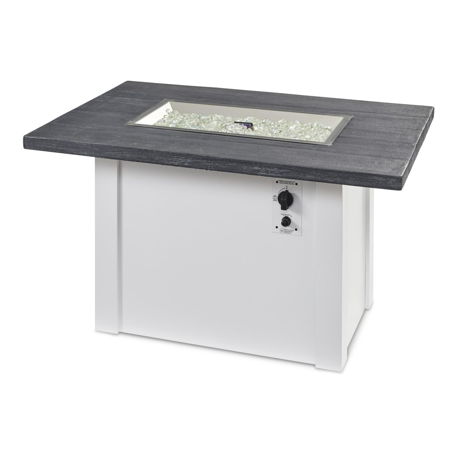 Havenwood 44 Inch Fire Pit Table W/ Carbon Grey Top & White Base - White Background thumbnail
