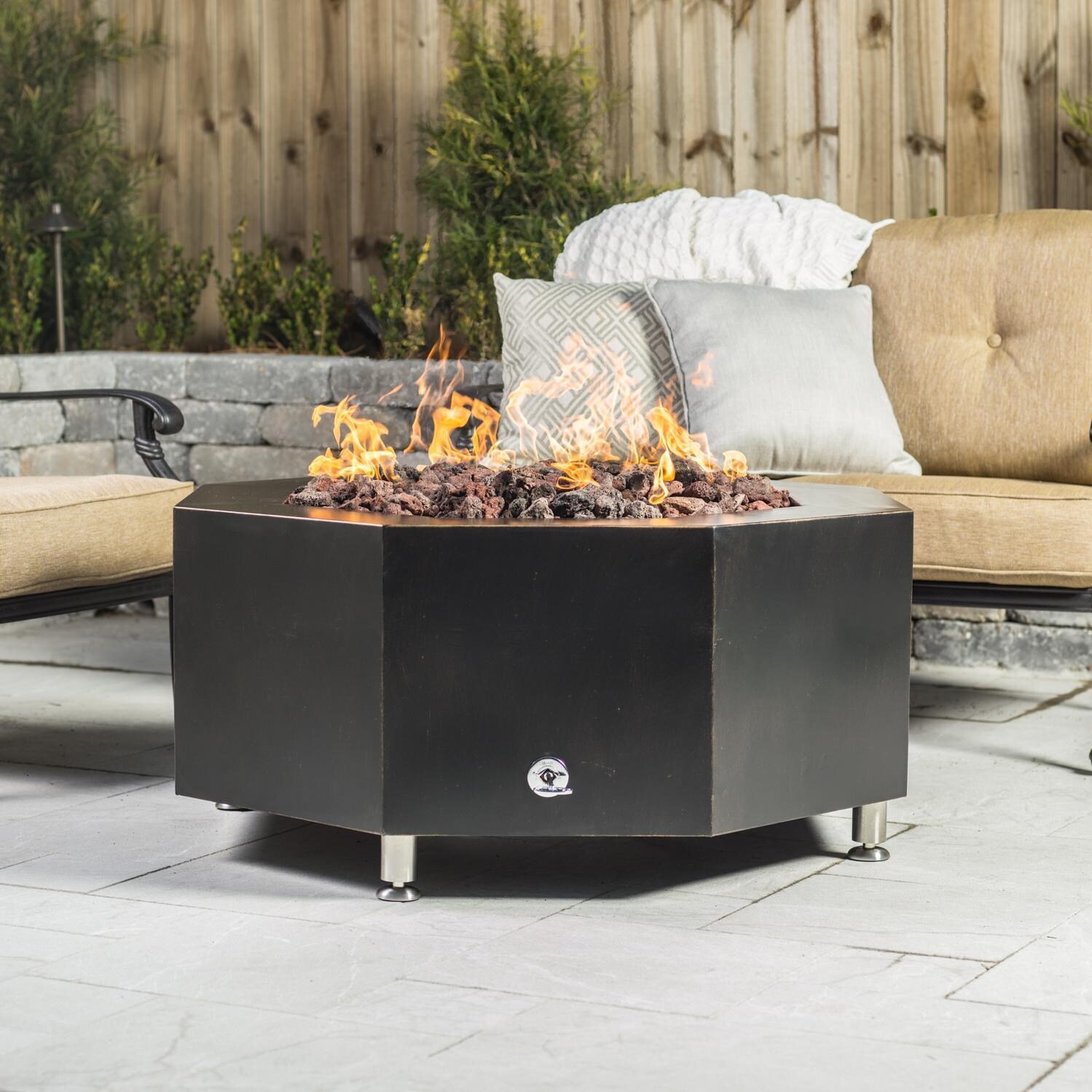 Lakeview Outdoor Designs 42-Inch Oil Rubbed Bronze Octagonal Natural Gas Fire Pit