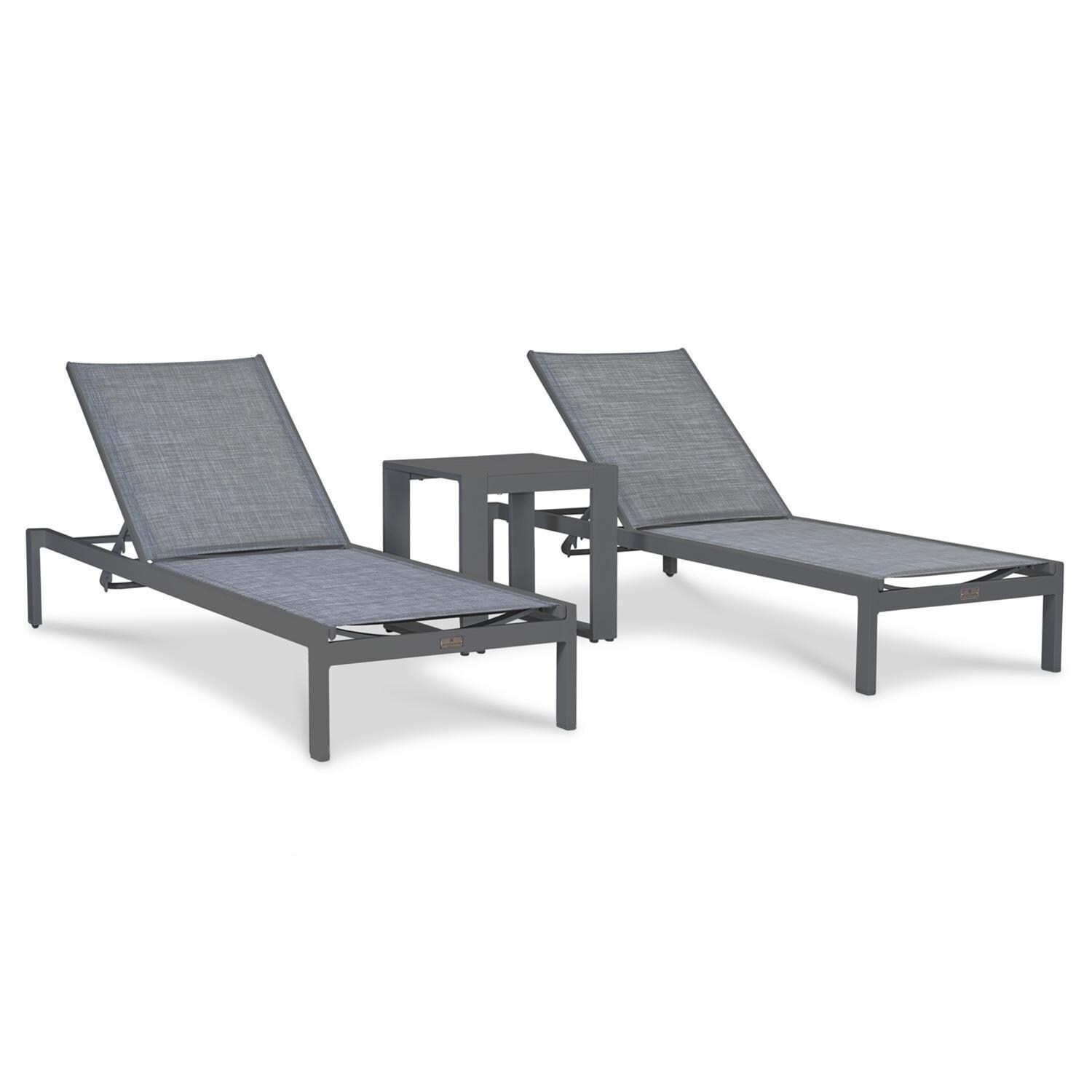 Spring Bay 3 Piece Chaise Lounge Set in Slate - Angled View - White Background thumbnail