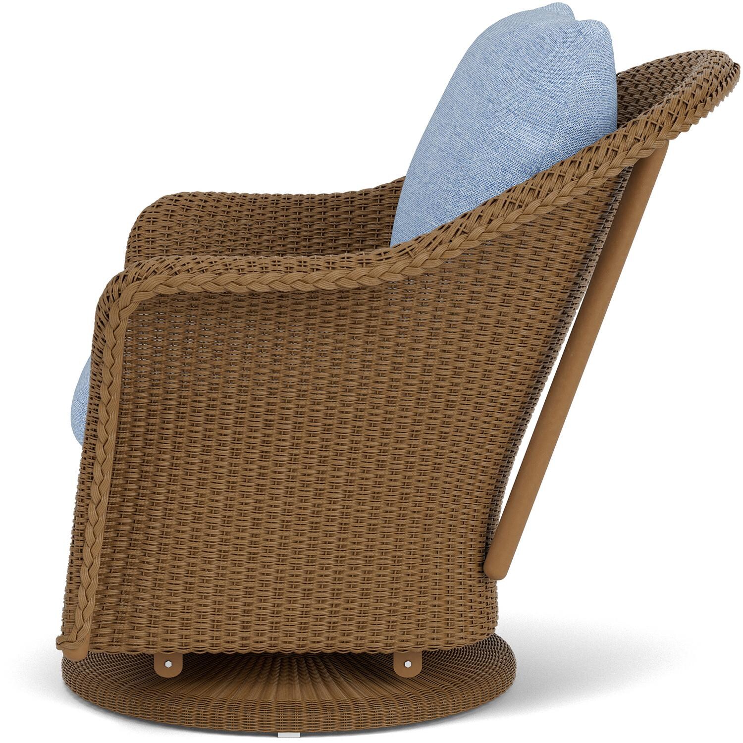 Lloyd Flanders Weekend Retreat Swivel Glider Lounge Chair in Hickory Finish W/ Demo Skyway Fabric - Side thumbnail