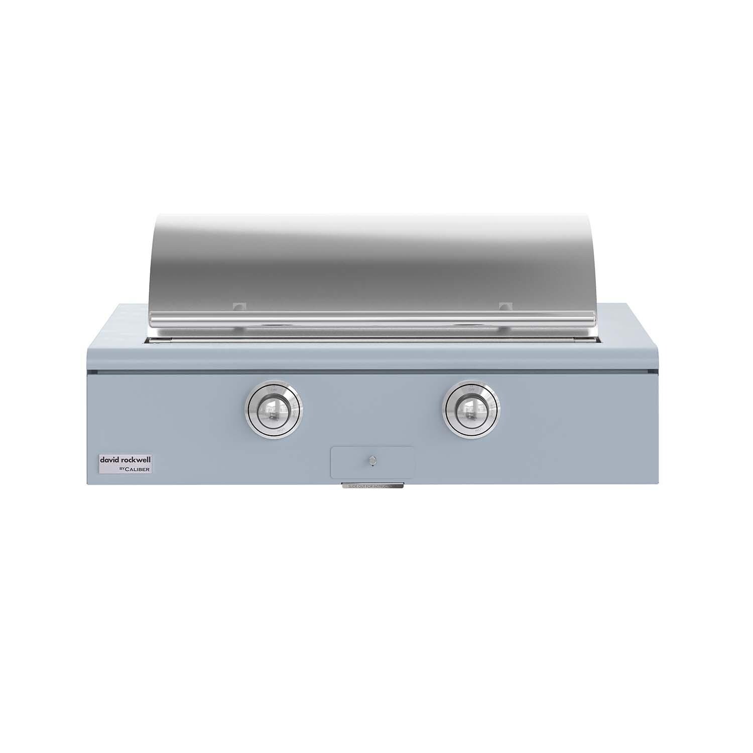Caliber CRG-42BL00-A-152-H02 42-in Propane Built-In Rockwell Grill - Bluestone w/ Chrome Hardware - Lid Closed - White Background thumbnail
