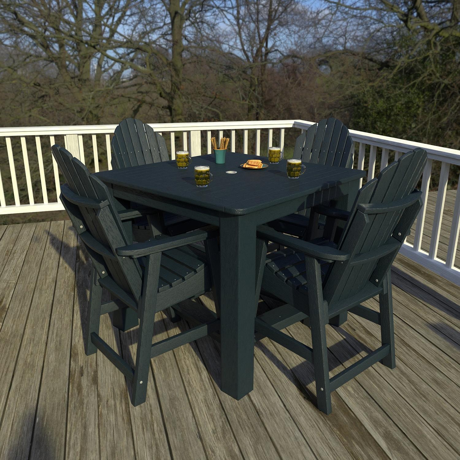 Lakeview Outdoor Designs Dream Bay 5 Pc Recycled Plastic Square Counter Height Dining Set in Federal Blue by - LV-CNA44-FBE