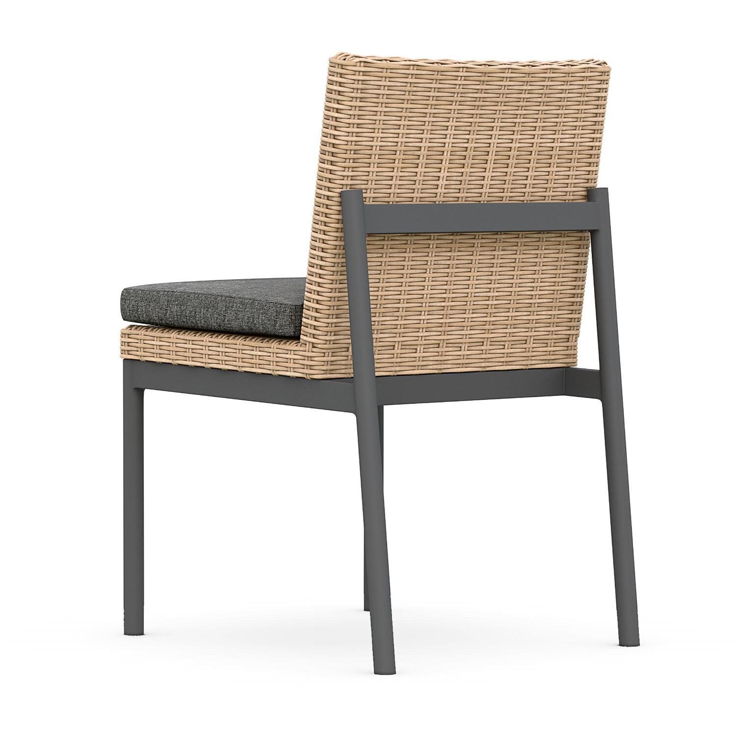 Azzurro Living Terra Wicker Armless Dining Chair in Natural/Midnight - Back - White Background thumbnail