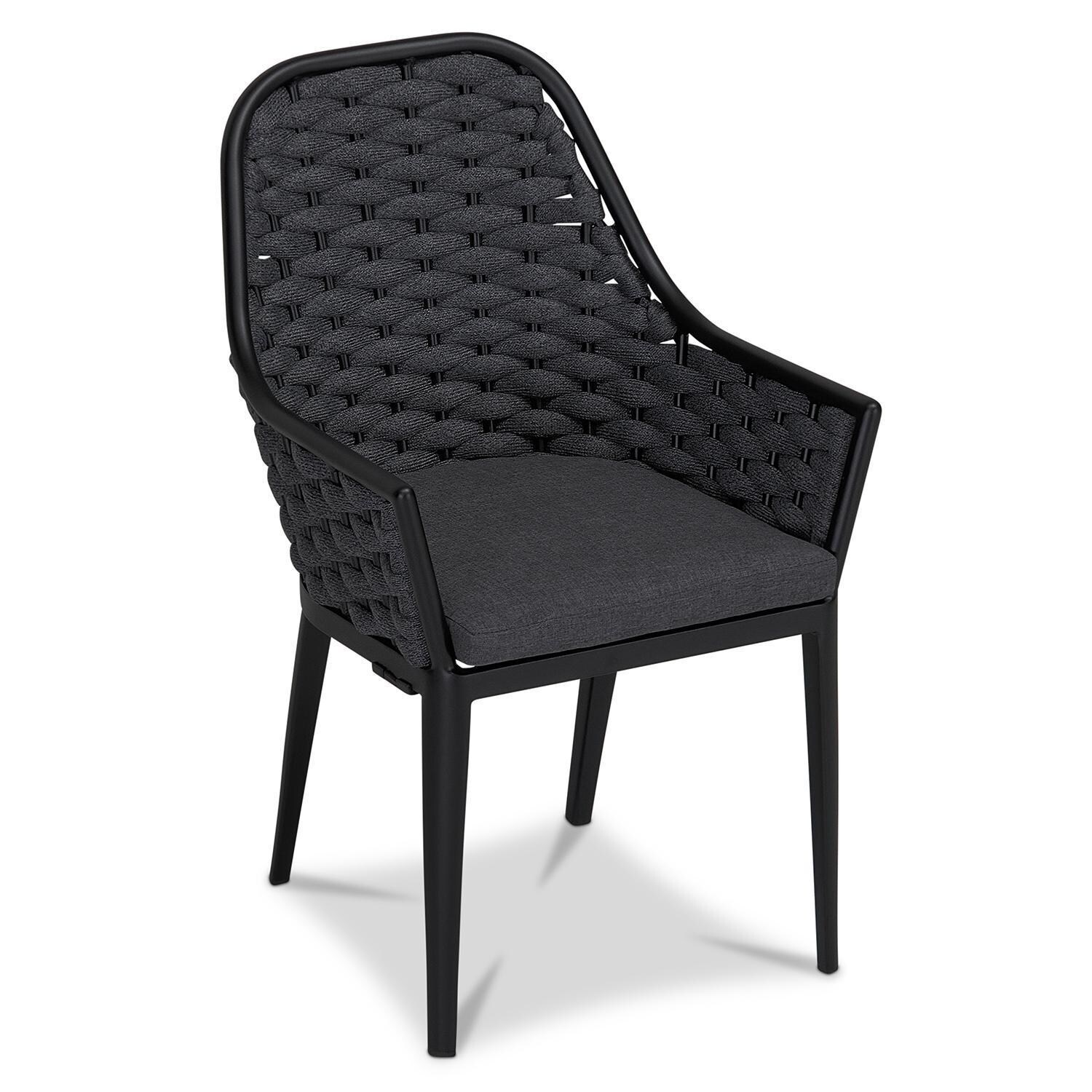 Chloe Bay Aluminum Dining Chair in Black by Lakeview - Angled Top View - White Background thumbnail