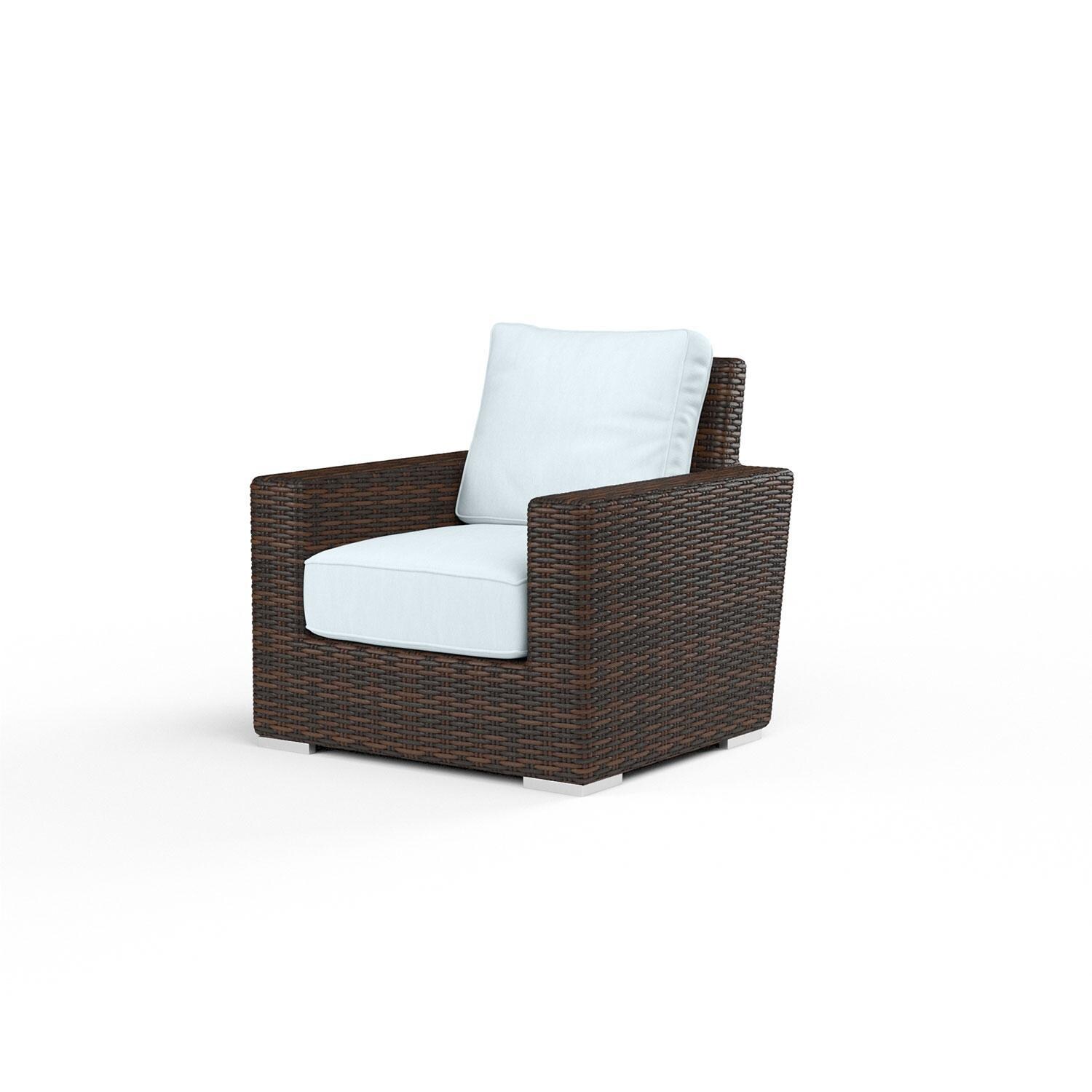 Montecito Wicker Patio Club Chair in Canvas Skyline w/ Self Welt By Sunset West - Display - White Background thumbnail
