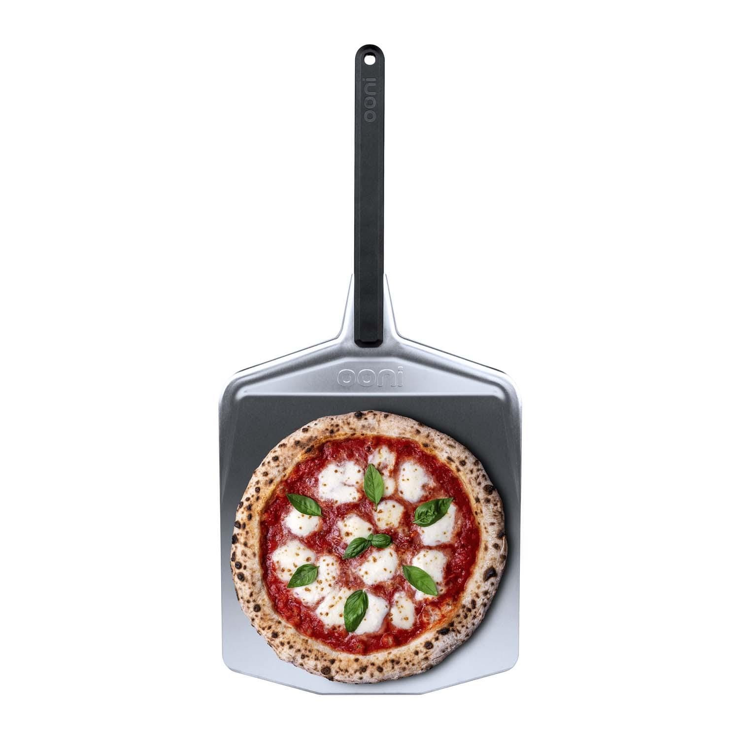 Ooni UU-P0A400 12-in Pizza Peel - Shown w/ Pizza - White Background thumbnail