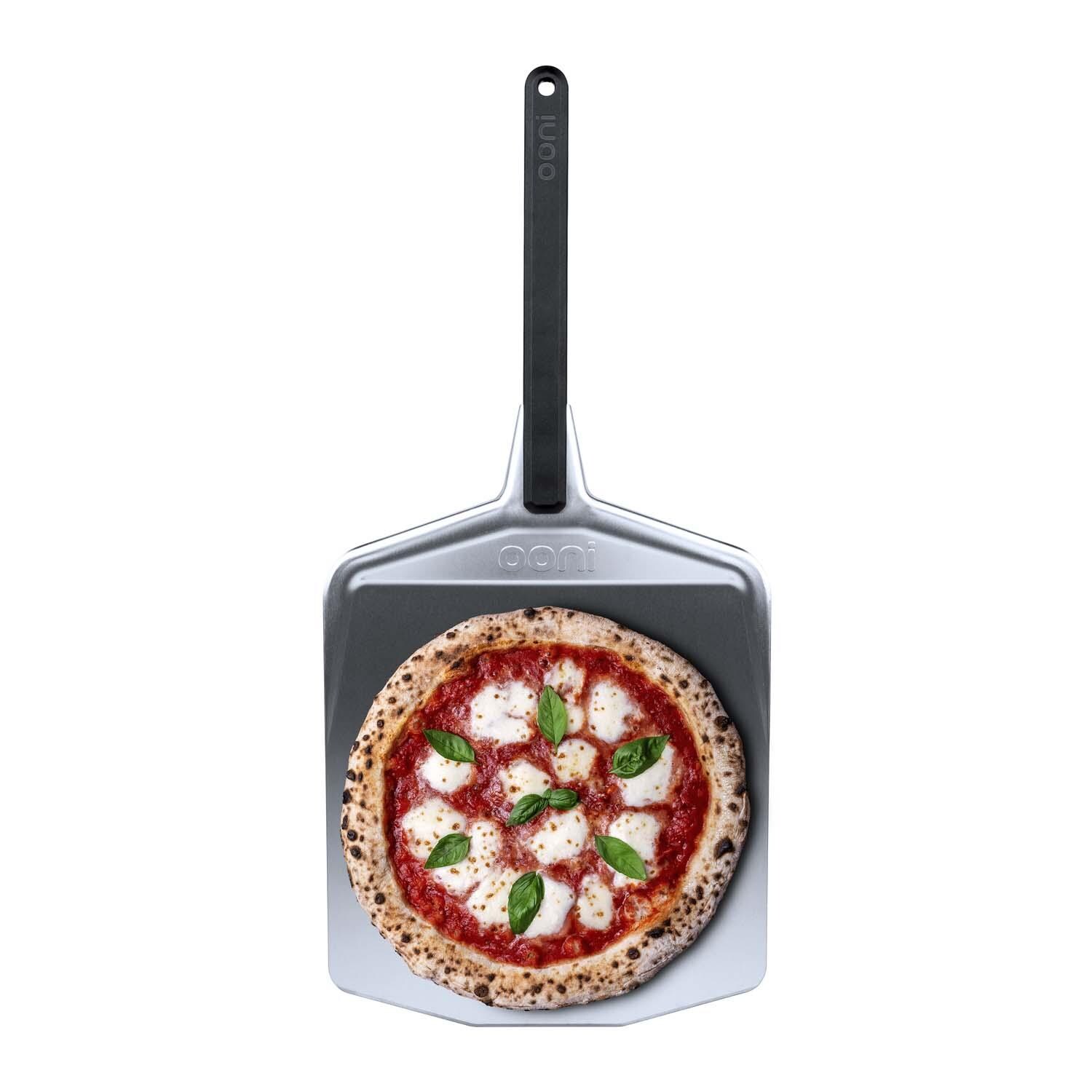 Ooni UU-P0A400 12-in Pizza Peel - Shown w/ Pizza - White Background thumbnail