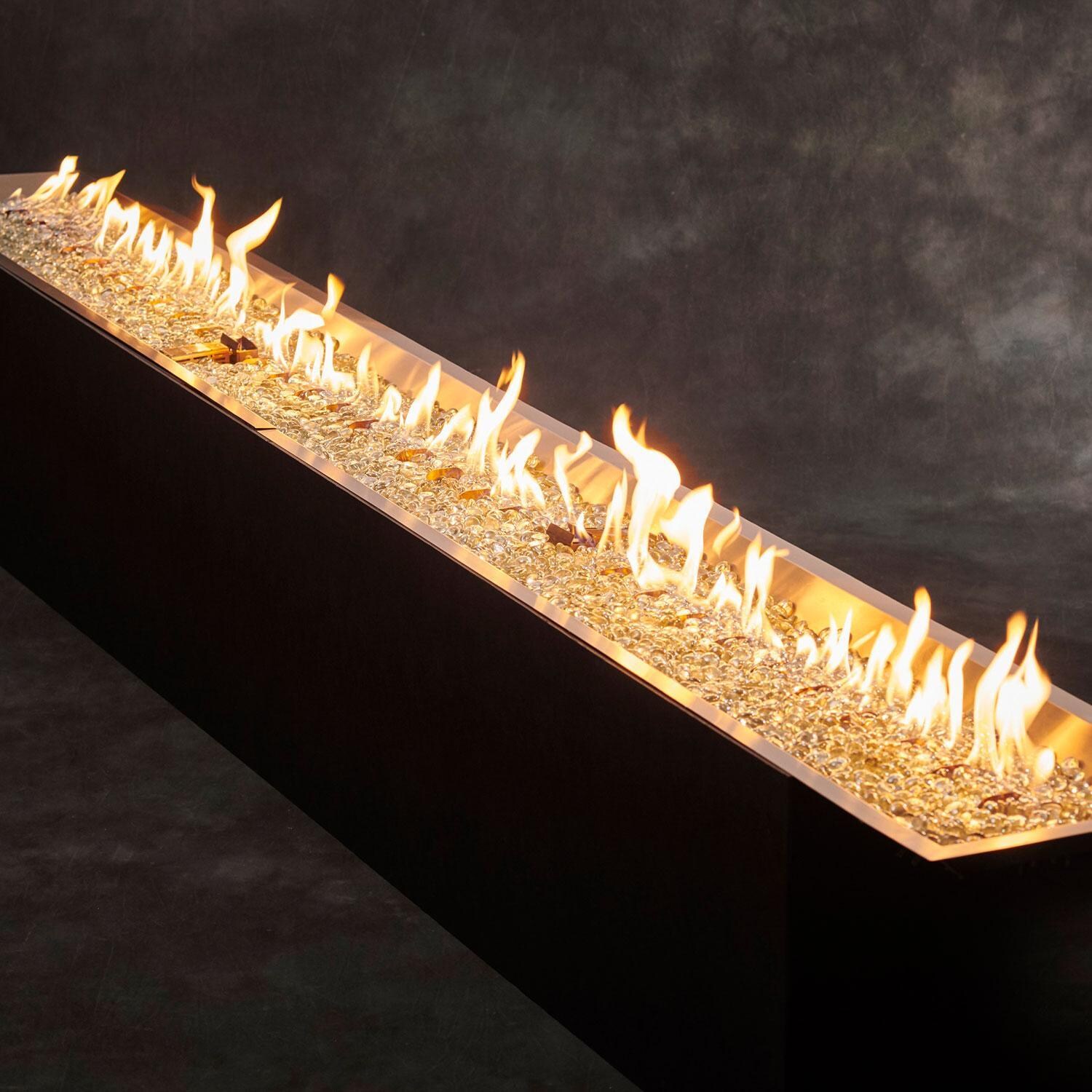 The Outdoor GreatRoom Company CFP12120-B-NG Crystal Fire Plus 120-in Linear Natural Gas Fire Pit Burner Kit - On - Low Flame - Detail thumbnail