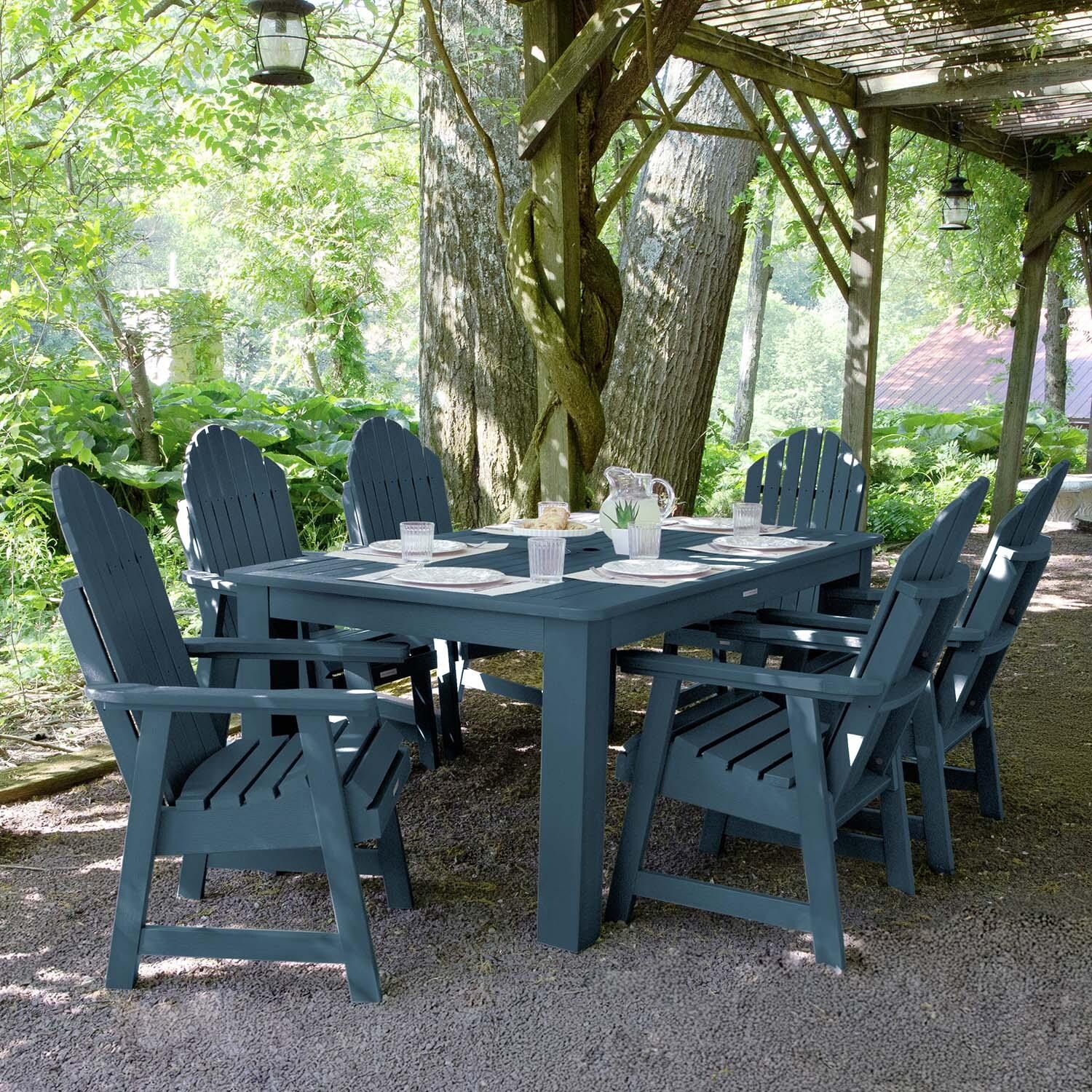 Dream Bay 7 Pc Recycled Plastic Rectangular Dining Set in Nantucket Blue by Lakeview Outdoor Designs