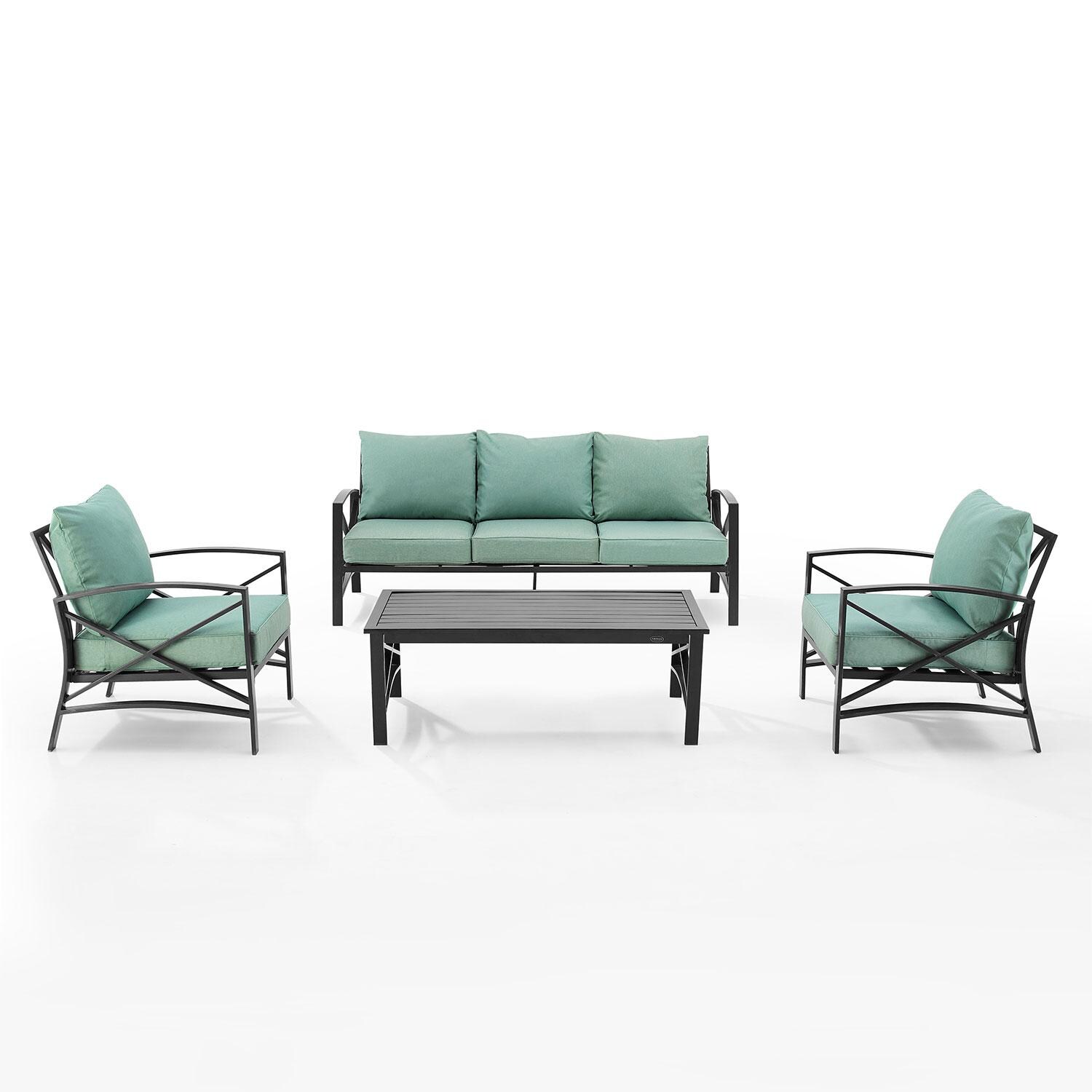 Ultimate Patio UP-82261BZ-MI 4Pc Outdoor Sofa Patio Furniture Set in Mist - Front View - White Background thumbnail