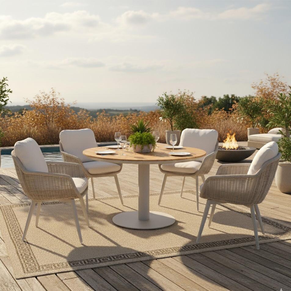 Lakeview Outdoor Designs LV-359-5 Avery Island 5 Pc Aluminum Dining Set in Gray By Lakeview - Set - Lifestyle thumbnail