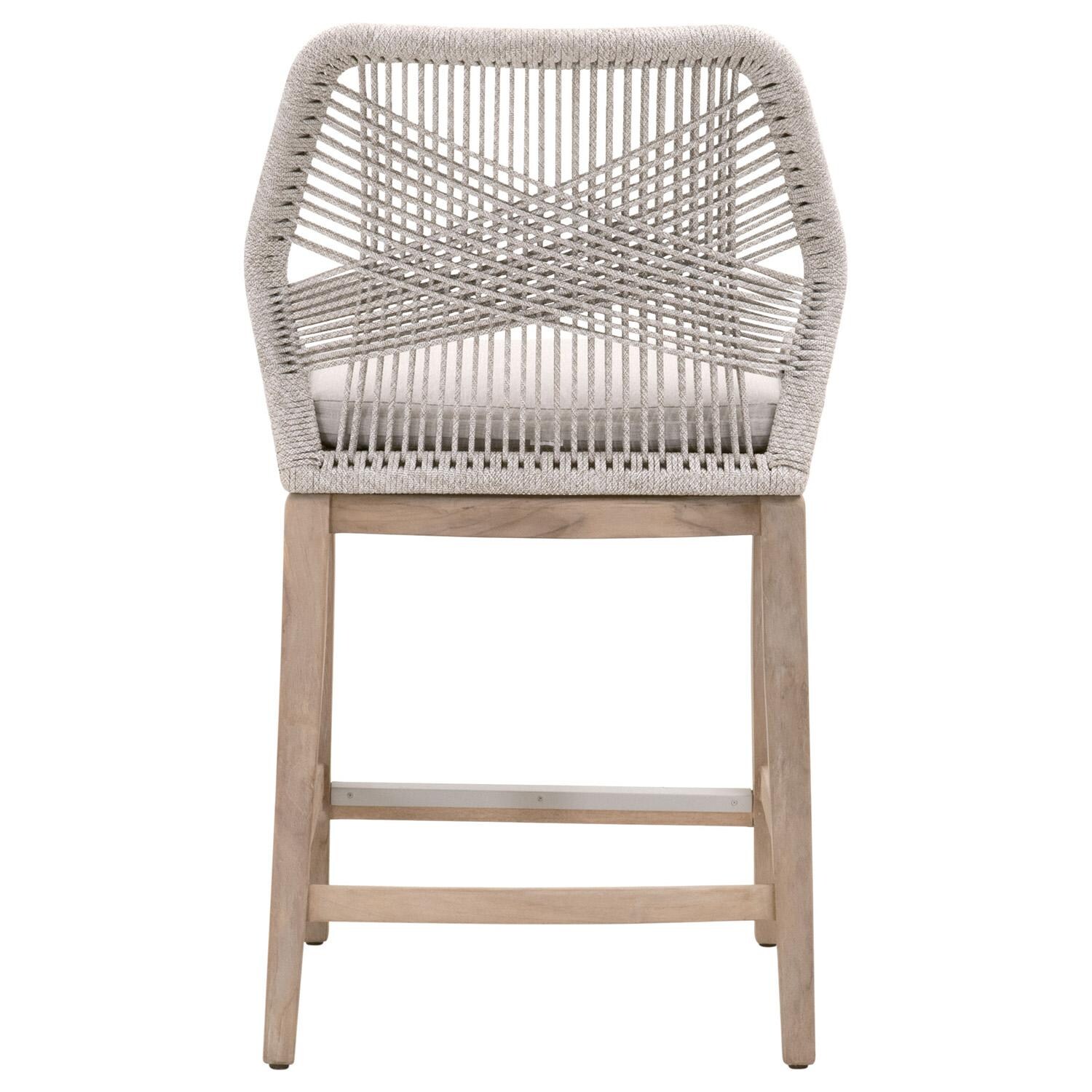 Lakeview Peninsula Way Woven Rope Counter Bar Stool in Taupe & White  - Back View thumbnail