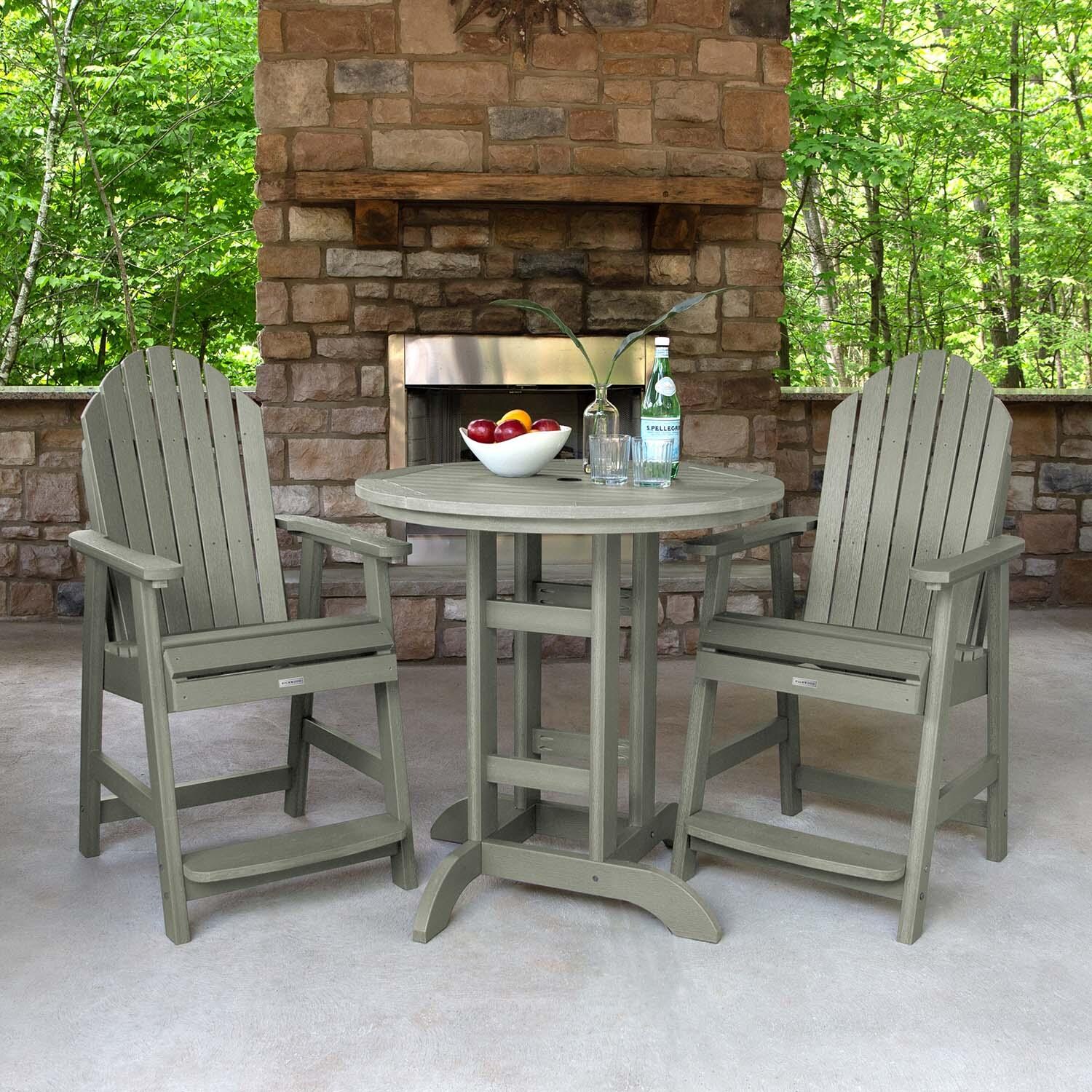 Dream Bay 3 Pc Recycled Plastic Round Counter Dining Set in Eucalyptus by Lakeview Outdoor Designs