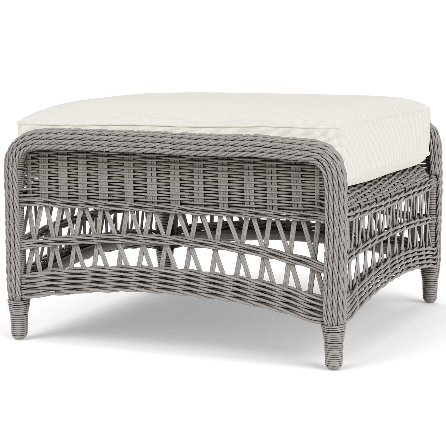 Lloyd Flanders Mackinac Ottoman in Putty Finish with Sailcloth Salt Fabric - Right Side thumbnail