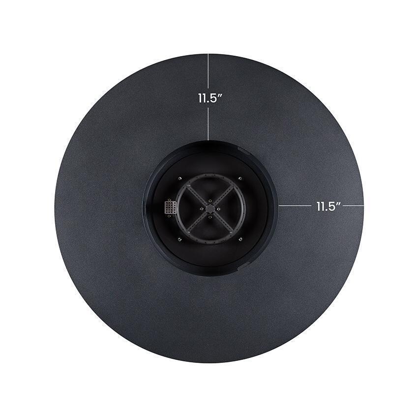 Covewood 4292LP-CHRC 41 Inch Round Aluminum Propane Fire Pit Table in Black by BBQGuys Signature - Dimensions From Top - Diagram