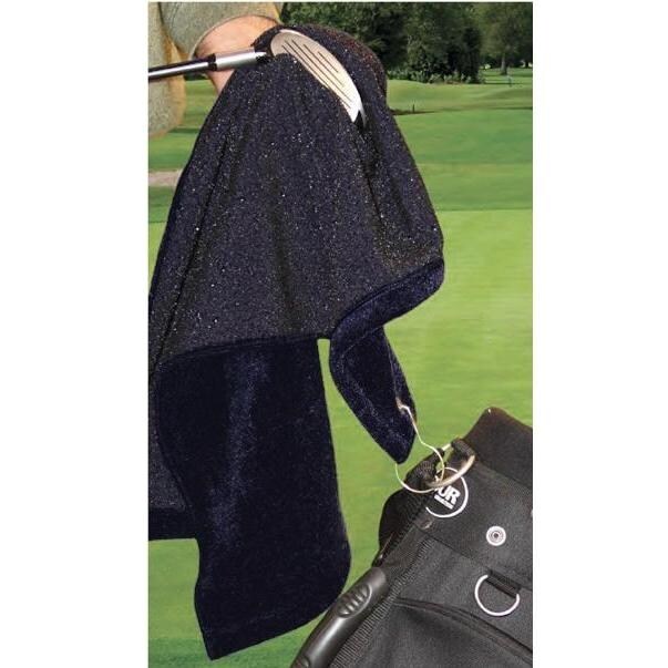 Terry Town Micro Fiber Scrubber Grommeted Caddy Golf Towel - Black