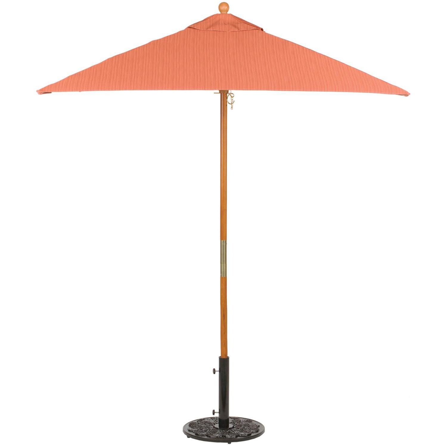 Oxford Garden 6 Ft. Square Hardwood Patio Market Umbrella W/ Push Lift - Sunbrella Dupione Papaya