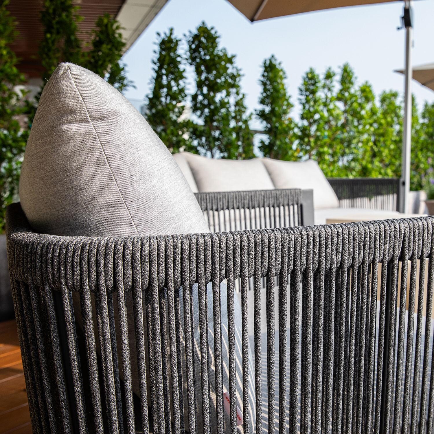 Elementi OS-2503S Capri Outdoor Aluminum Club Chair w/ Sunbrella Cushions - Side View - Arm - Detail thumbnail