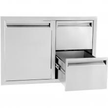 BBQGuys.com Aspen Series 30-Inch Stainless Steel Left-Hinged Access Door & Double Drawer Combo image