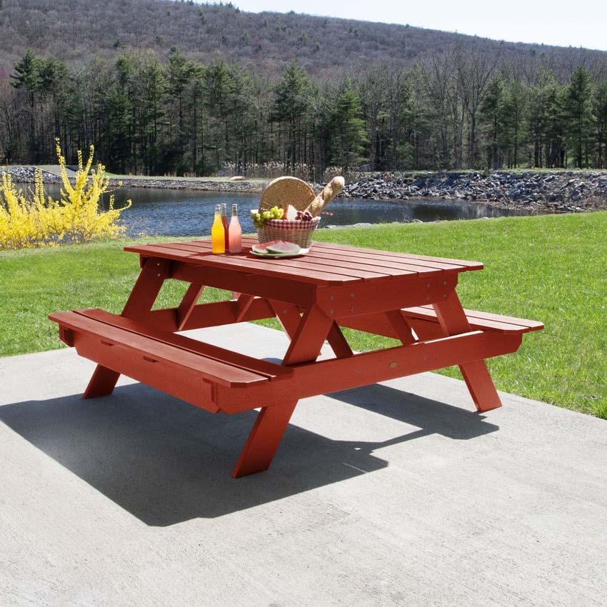 Lookwood 71 Inch Rustic Red Recycled Plastic Picnic Table by