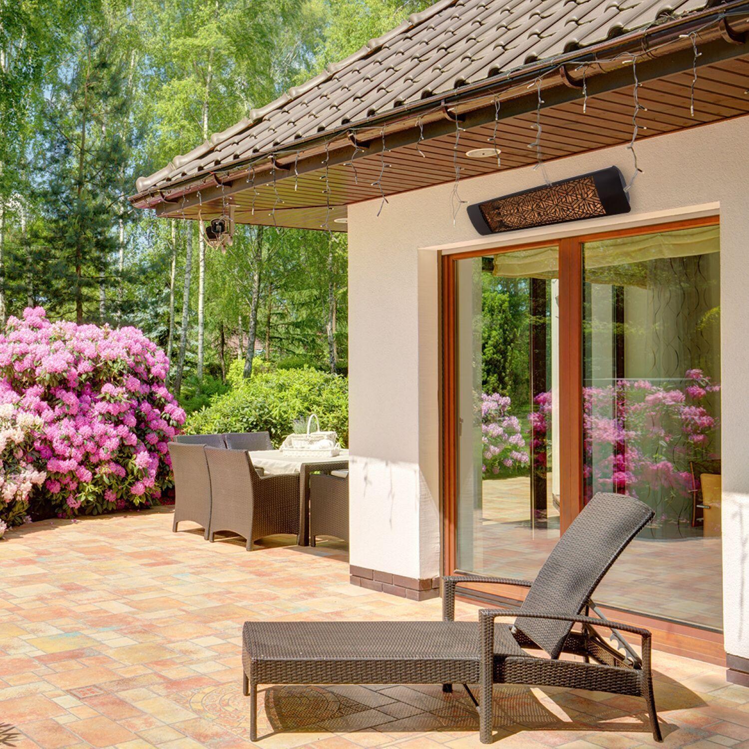 Eurofase EF40240W3 Mason Series 39-Inch 4000 Watt Dual Element 240V Electric Infrared Patio Heater - White - Shown in Black - Lifestyle thumbnail