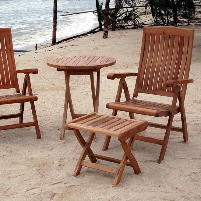 Anderson Teak Katana 2-Person Patio Bistro Set With Folding Table And