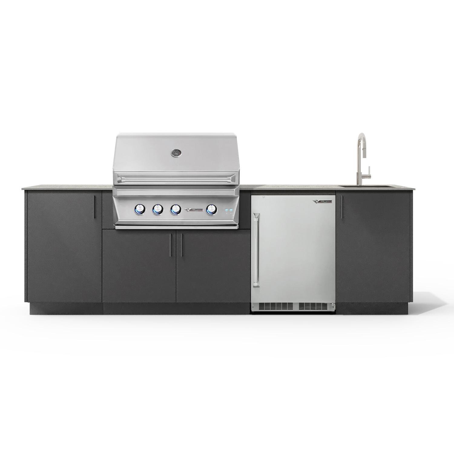 Urban Bonfire Cove 36 Outdoor Kitchen w/ Twin Eagles Propane Grill, Sink, Refrigerator, Keon Dekton Countertop & Anthracite Finish - B-Cove-36-TwinEagles-Keon-Anthracite