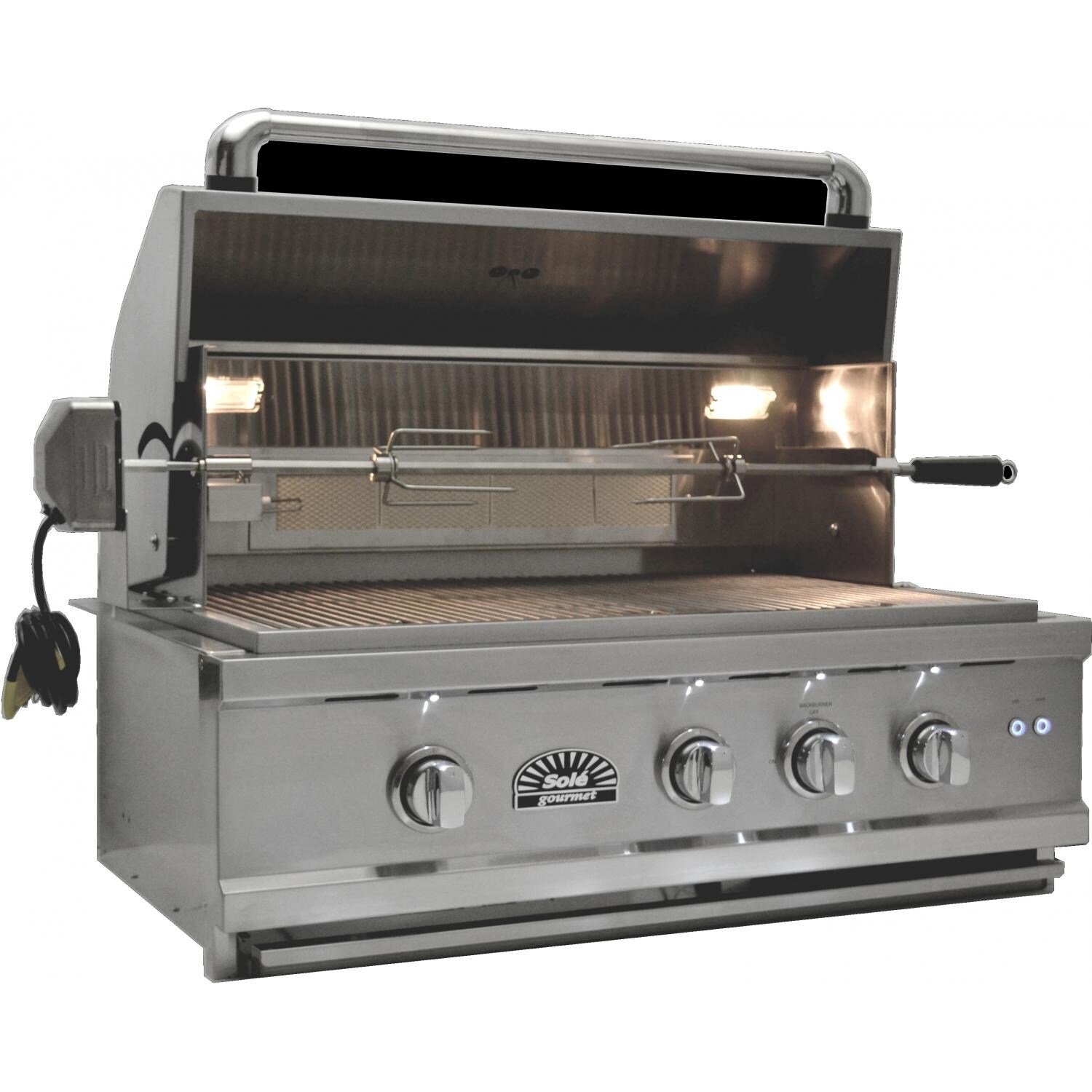 Sole Luxury 30-Inch Built-In Propane Gas Grill With Rotisserie - Grill Open thumbnail