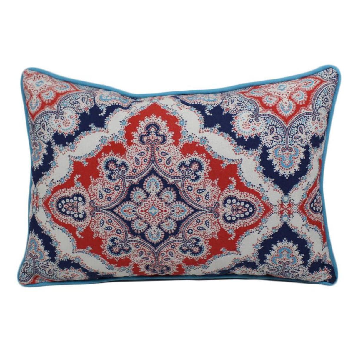 July Paisley Outdoor Lumbar Pillow W/ Piping By Lava Pillows 12 1/2 X