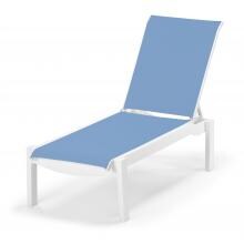 Leeward MGP Stacking Chaise Lounge With Sling Seating By Telescope Casual - Textured Snow/Sky