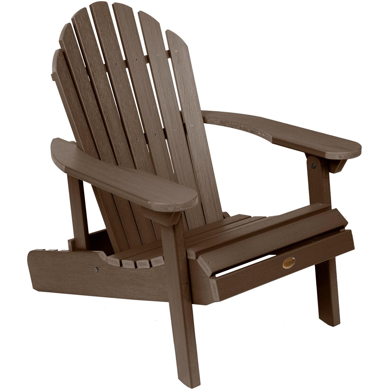 Lakeview Dream Bay Folding & Reclining Adirondack Chair - Weathered Acorn - Angled View - White Background thumbnail