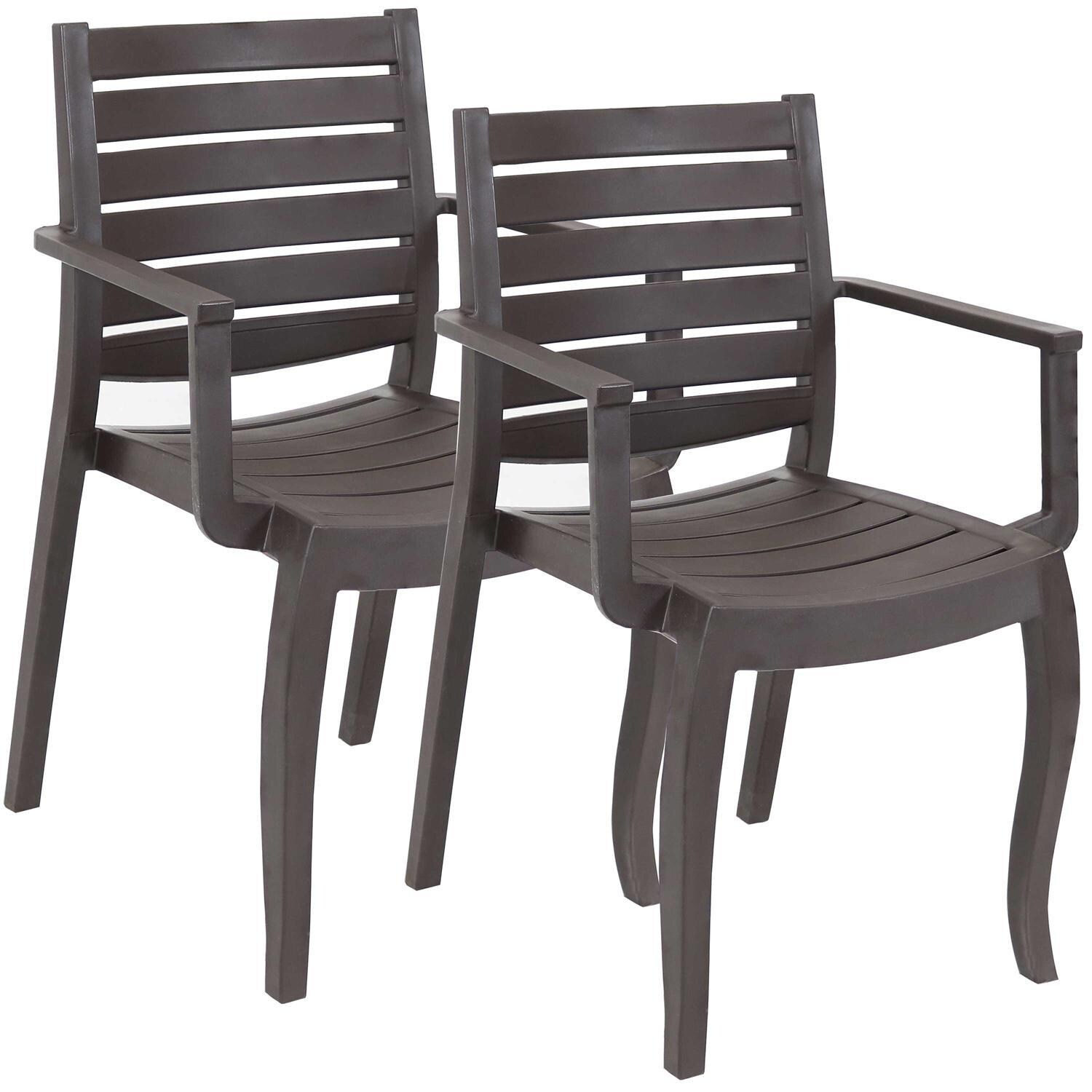 Ultimate Patio Plastic Outdoor Arm Chair - Brown - Full Set thumbnail