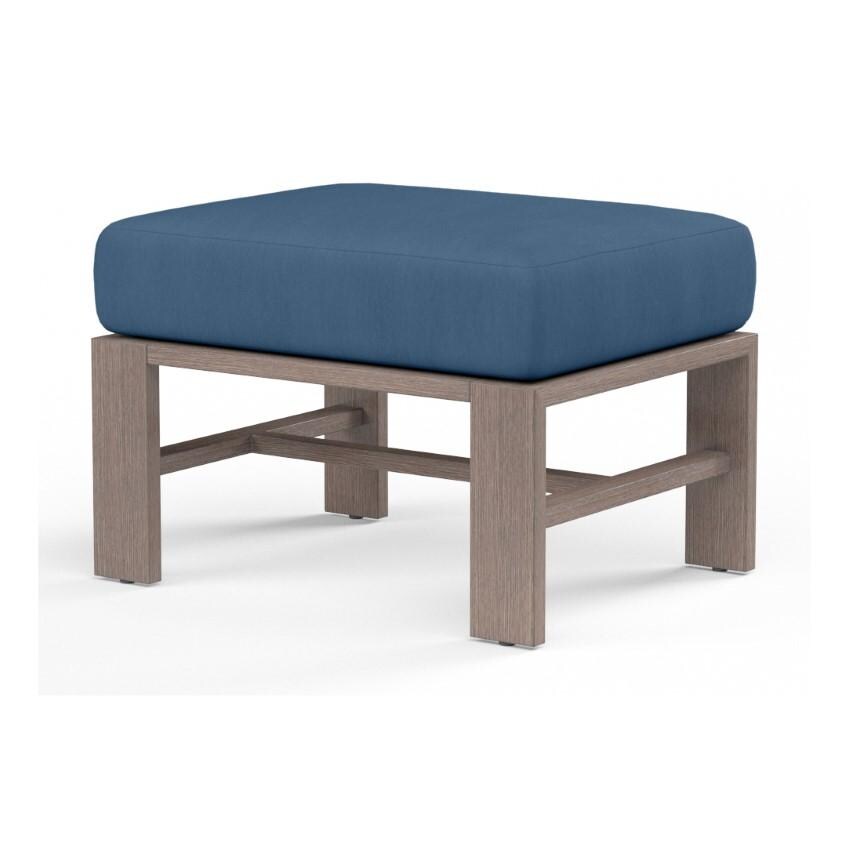Laguna Aluminum Ottoman w/ No Welt in Driftwood/Spectrum Indigo by Sunset West - White Background thumbnail