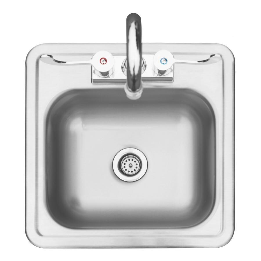 Summerset SNK-15D 15x15 Inch Drop-in Sink - Overhead View - White Background