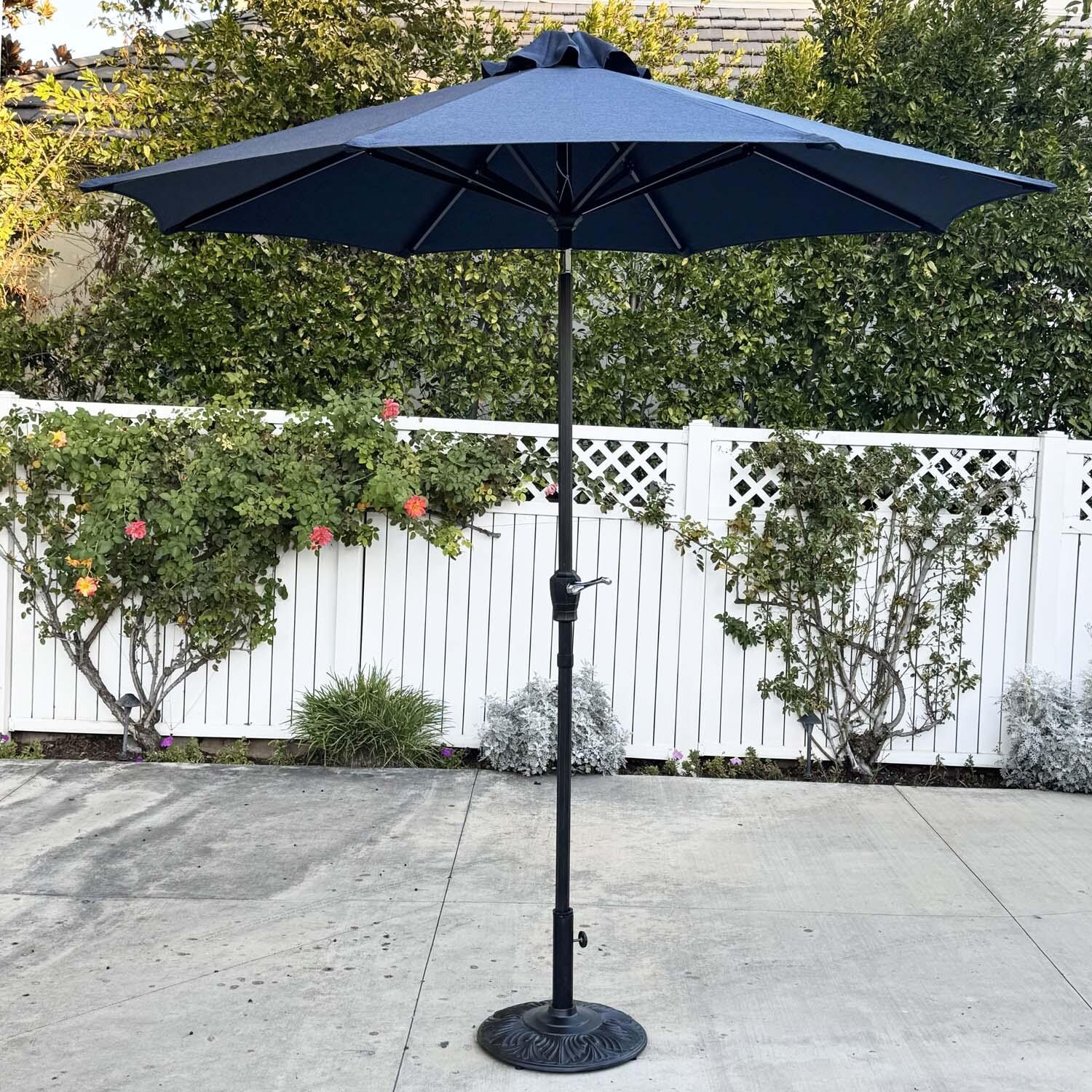Darlee 9 Ft. Aluminum Bar Height Auto Tilt Patio Market Umbrella - Navy - Lifestyle thumbnail