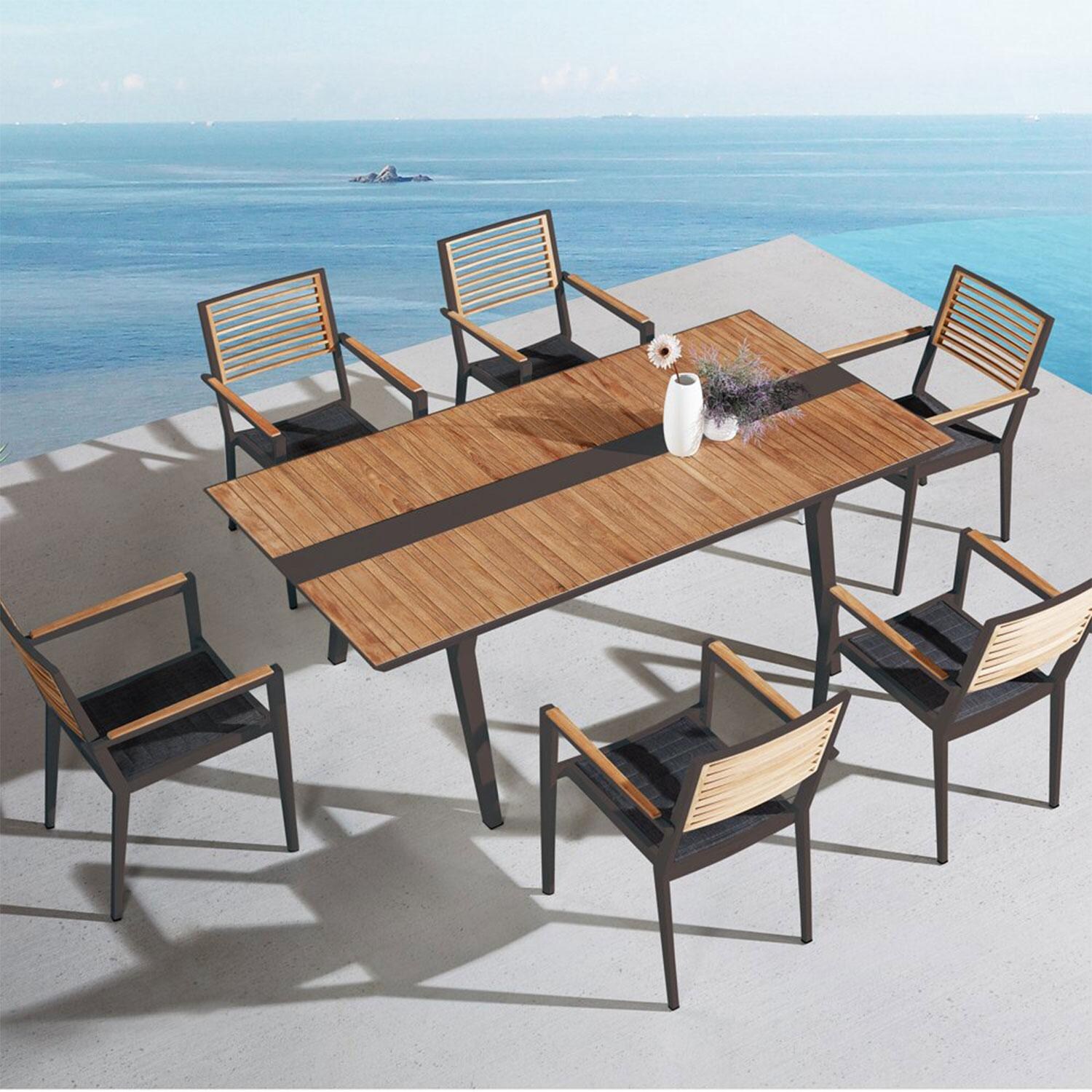 HIGOLD CHAMPION 6 Person Aluminum Dining Set in Gray By HIGOLD