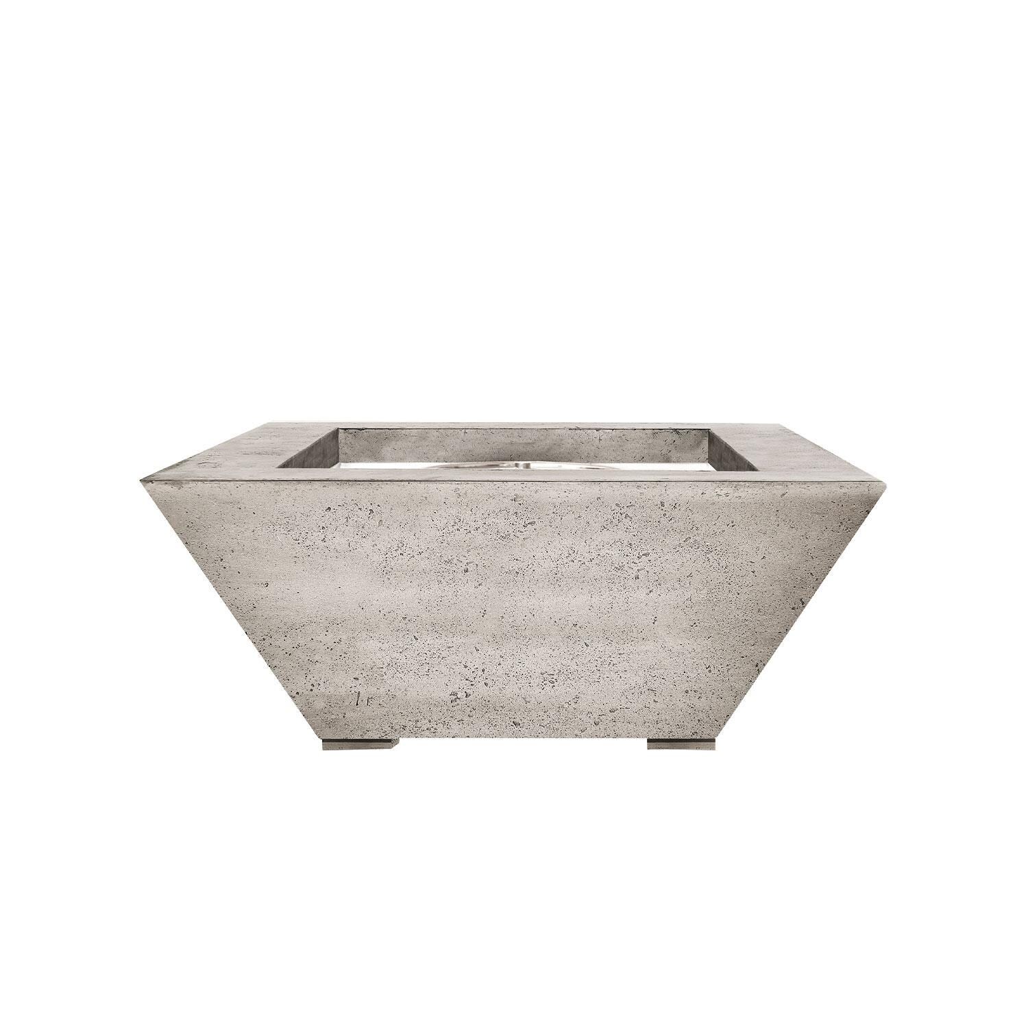 Pelican View 30 Inch Square GFRC Natural Gas Fire Bowl in Natural Concrete by Lakeview Outdoor Designs