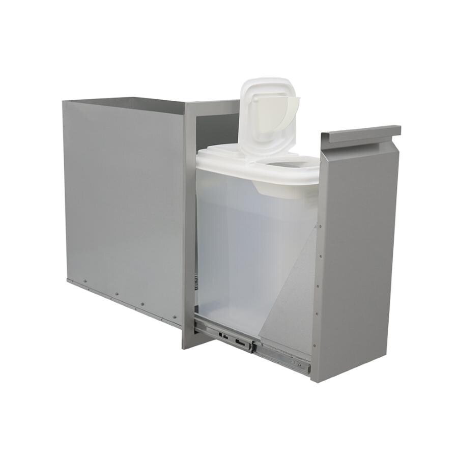 RCS VDCP1 Valiant Stainless Steel Fully Enclosed Charcoal/Pellet Drawer - Drawer Pulled Out and Plastic Bin Open thumbnail