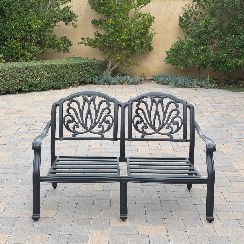 Darlee Elisabeth Patio Deep Seating Loveseat - Antique Bronze - Shown w/o Cushions - Lifestyle thumbnail