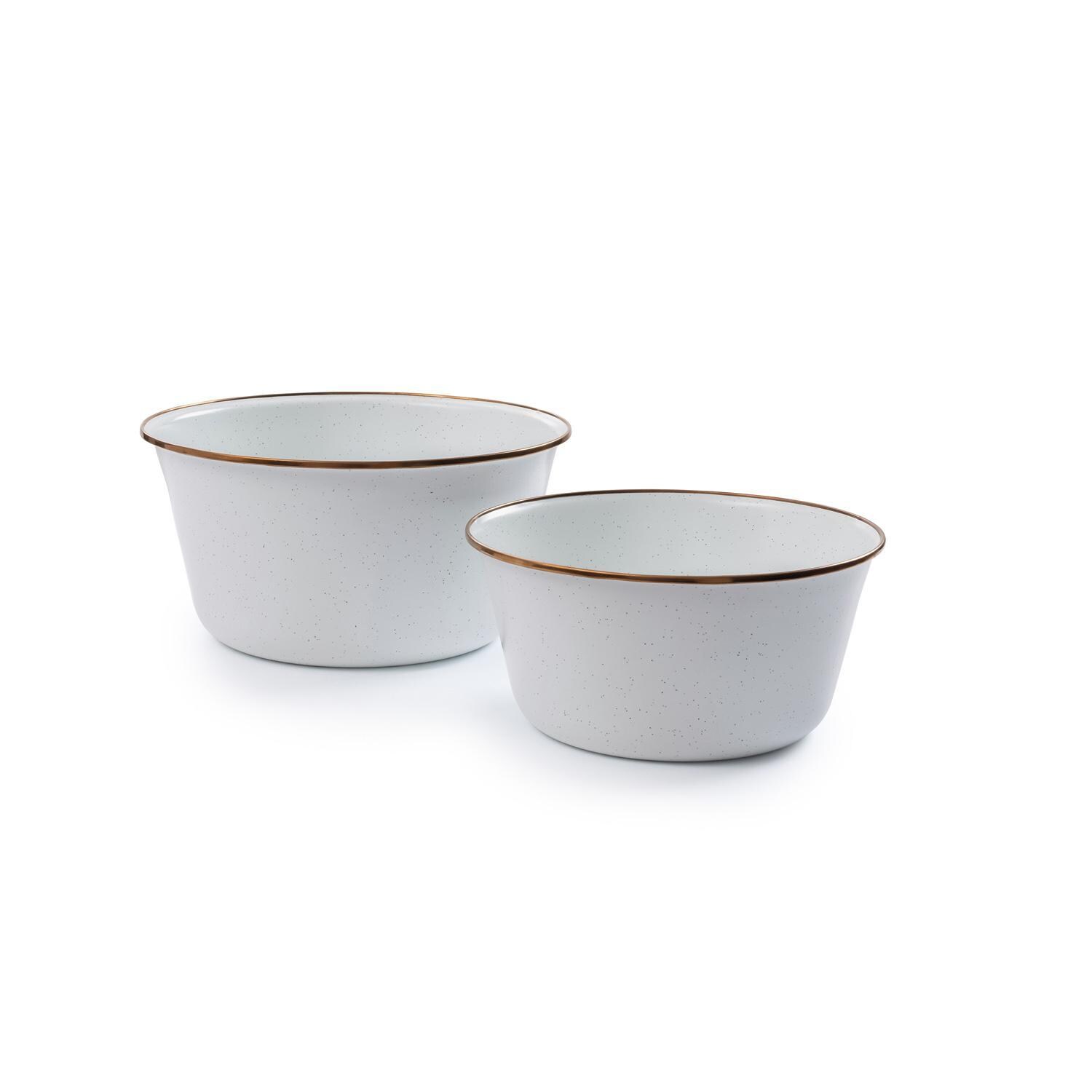 Barebones Living CKW-397 Enamel Mixing Bowl Set - Eggshell - White Background thumbnail
