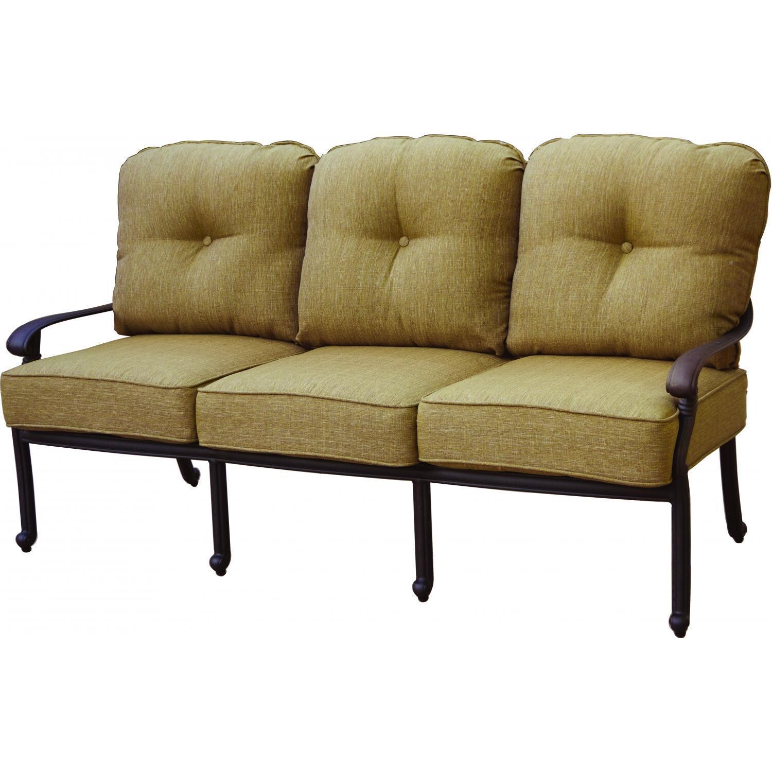 Darlee Santa Monica 3 Person Cast Aluminum Sofa in Antique Bronze/Sesame - Sofa - White Background thumbnail