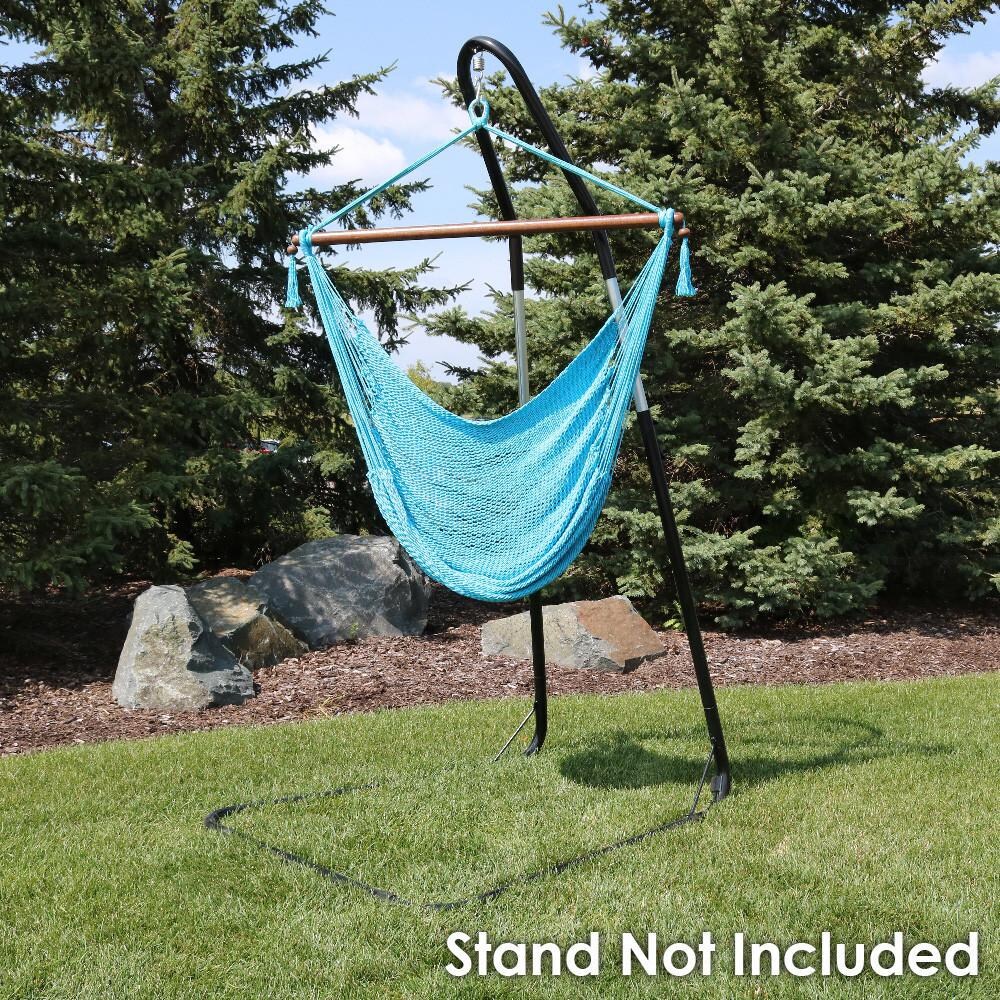Ultimate Patio Extra Large Hanging Caribbean Hammock Chair - Sky Blue - Lifestyle