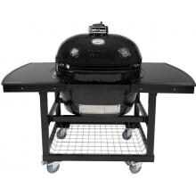 Primo Oval XL Ceramic Kamado Grill On Steel Cart With 2-Piece Island Side Shelves image