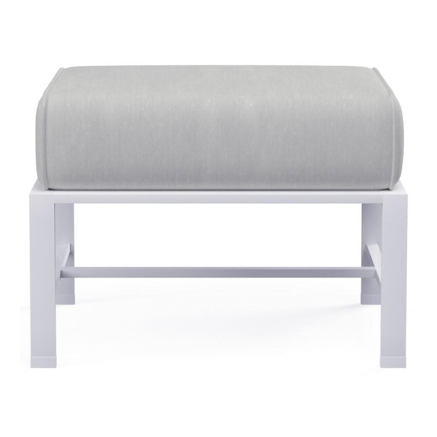 Bristol Aluminum Ottoman w/ Self Welt in White/Canvas Granite by Sunset West - White Background thumbnail