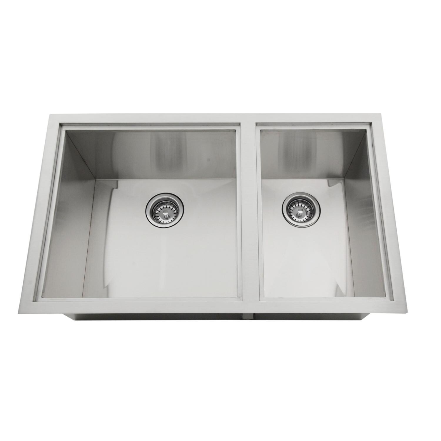Sunstone Dual Mount 34 Inch Outdoor Rated Double Basin Sink With Sunstone Dual Mount 34 Inch Outdoor Rated Double Basin Sink With Covers B