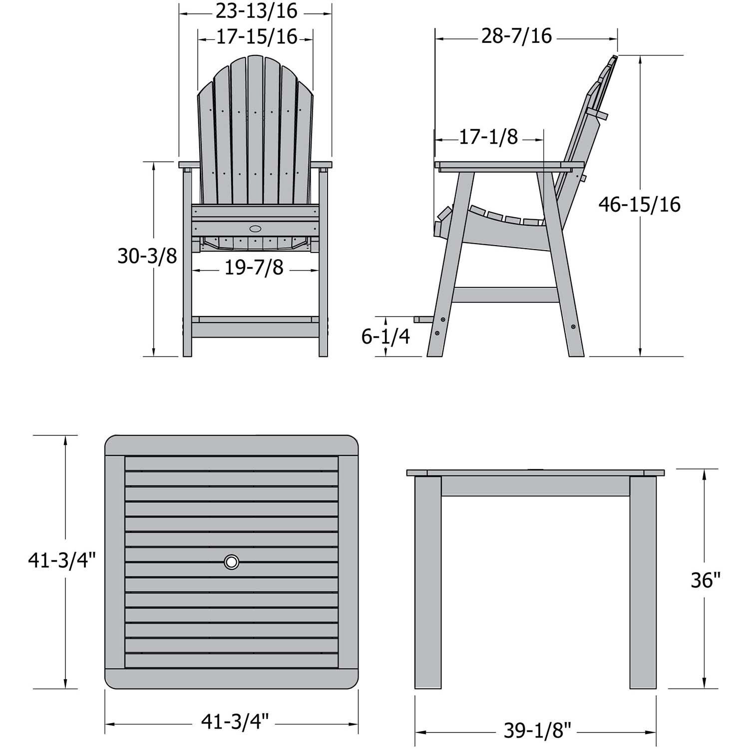 Dream Bay 5 Pc Square Counter-Height Dining Set in Black by Lakeview Outdoor Designs - Dimensional thumbnail