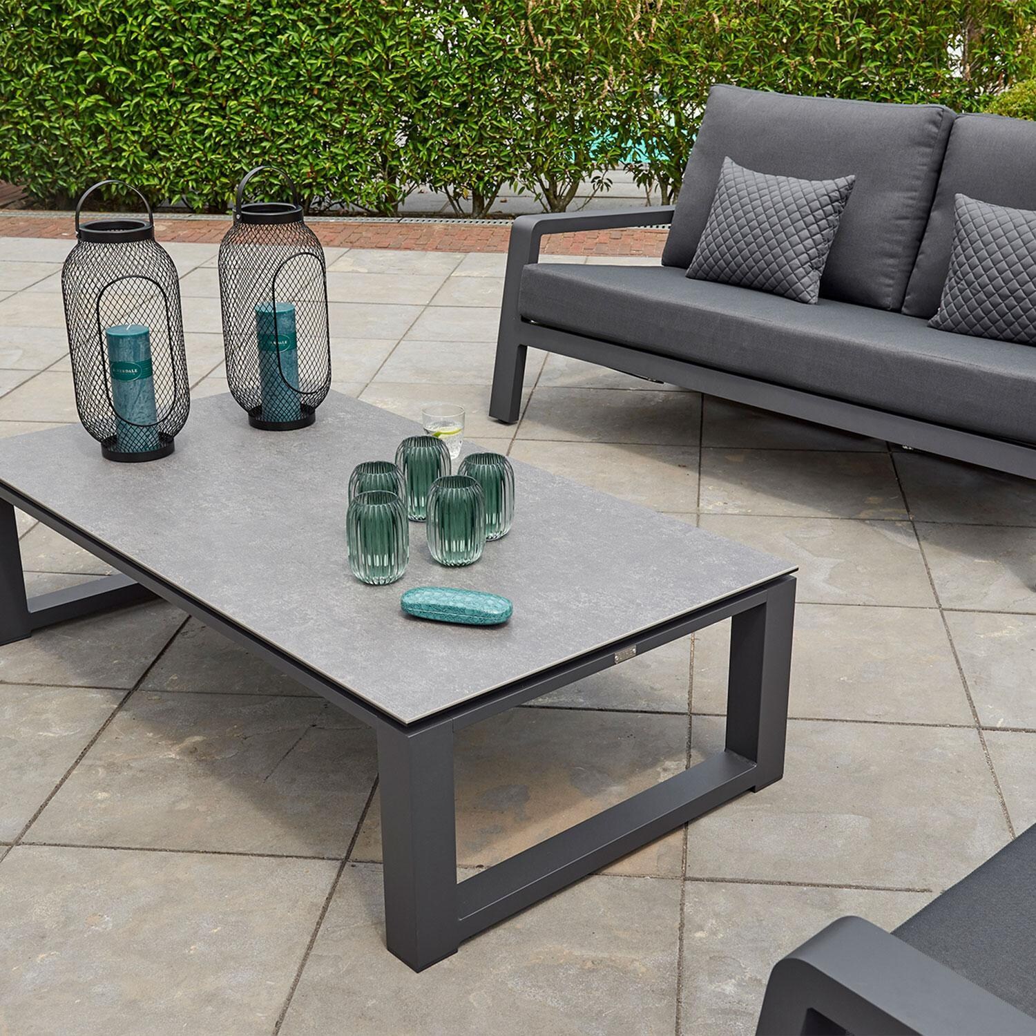 Boston Select Primavera Aluminum Coffee Table By KETTLER - W/ Loveseat (Sold Separately) - Lifestyle thumbnail